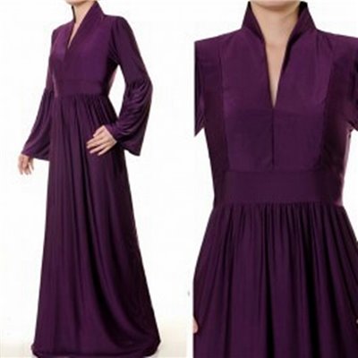 Mandarin Vneck Collar Maxi Dress