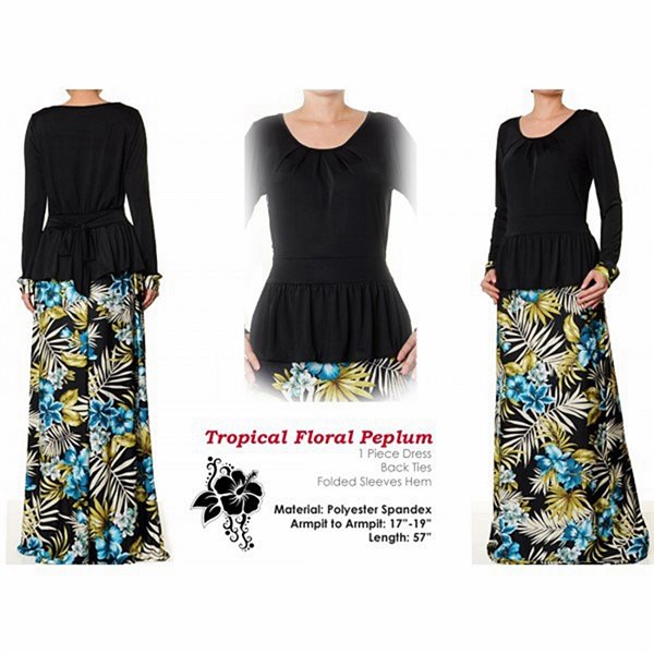 Tropical Floral Peplum Maxi Dress