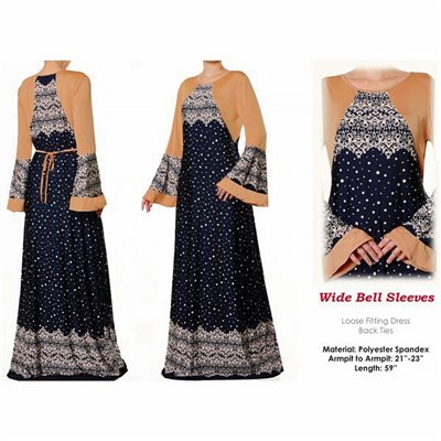 Wide Bell Sleeves Plus Maxi Dress