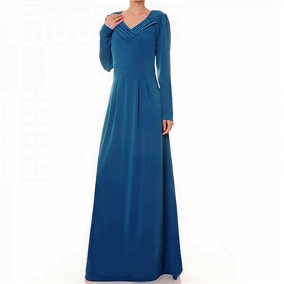 Pleated V Neckline Maxi Dress