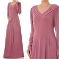 Pleated V Neckline Plus Maxi Dress